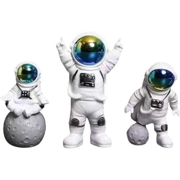 Astronauttihahmo Avaruusmies Veistos Hartsi Patsas Koriste Toimistojuhliin Ainutlaatuinen Koriste-esine, Sininen, 3 kpl