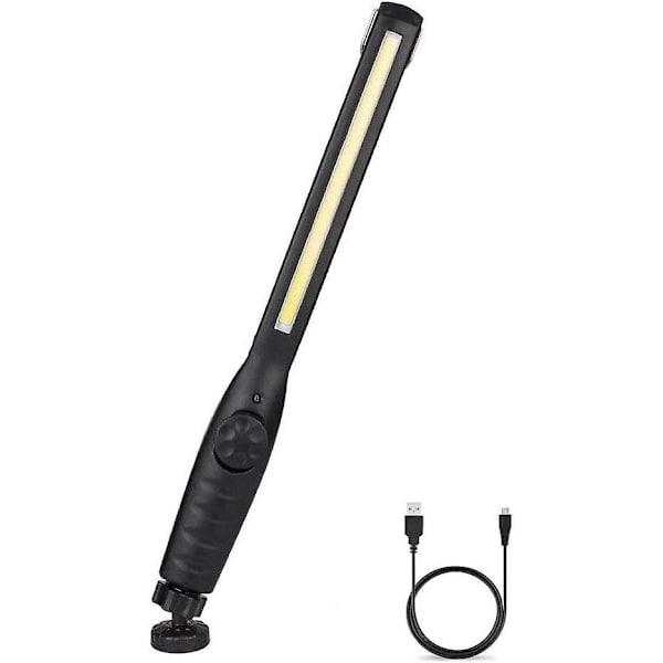 Oppladbar Cob arbeidslys, slank Usb inspeksjonslys Led arbeidslys med roterende bryter og 360 roterende magnetisk base og krok for bilreparasjon, hjem