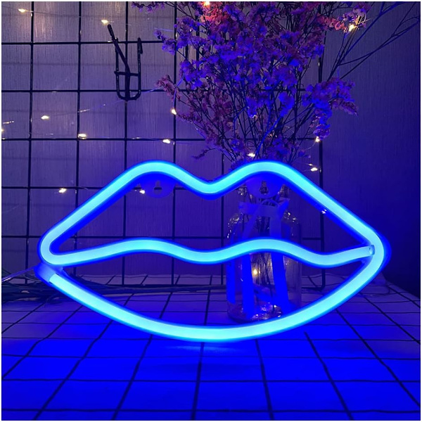 Læbe Neon Lys LED Læbe Neon Lys Skilt Neon Væglampe Batteri/USB Betjent Neon Lys Blå Kunst Dekorative Neon Lys Neon Skilte