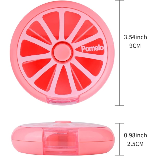 Creative Portable Mini 7-dagars veckovis cirkulär form Roterande söt fruktstil case (rosa)