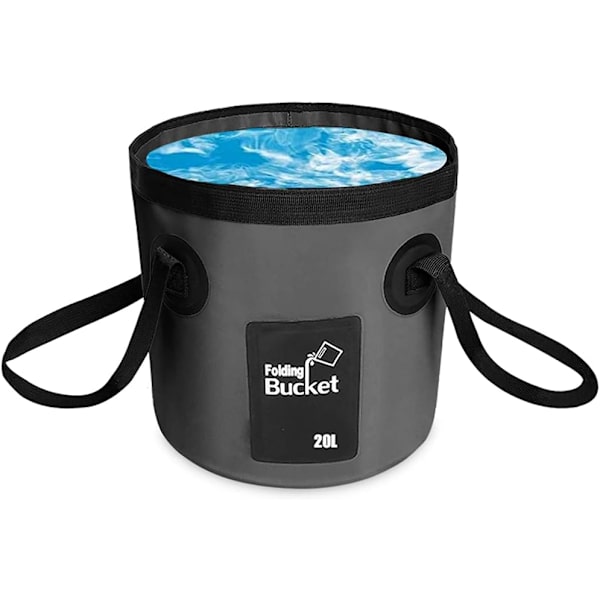 Hopfällbar Vattenhink, 20L Bärbar Hopvikbar Hink Vattenbärare Förvaring Tvättkorg Camping för Resor Vandring Fiske Båtliv Trädgårdsskötsel Biltvätt Black