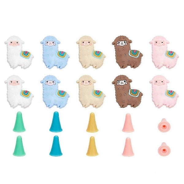 10 st Alpaca-formade sticknålsstoppar, 30 st Sticknålsspetsskydd Silikonstopp