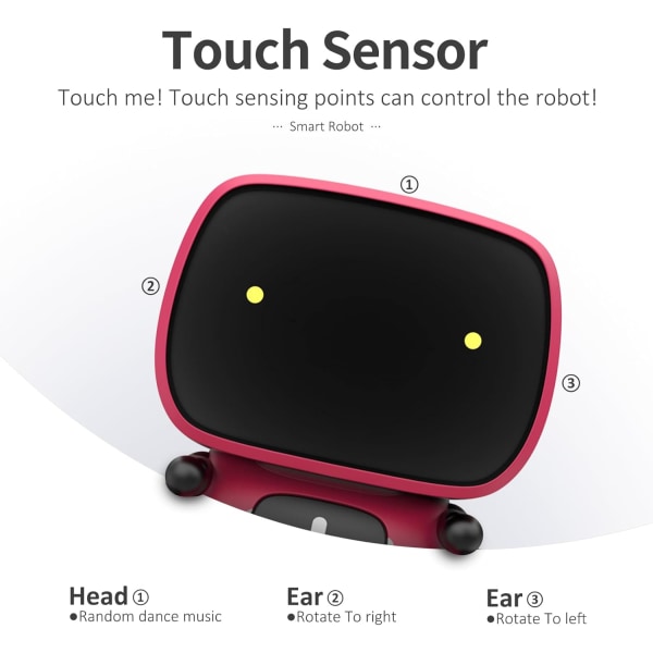 Interaktive smarte robotlegetøj, intelligente robotlegetøj til børn, drenge og piger, robotlegetøj fra 3 år og opefter, stemmestyring og berøringssans, dans Red