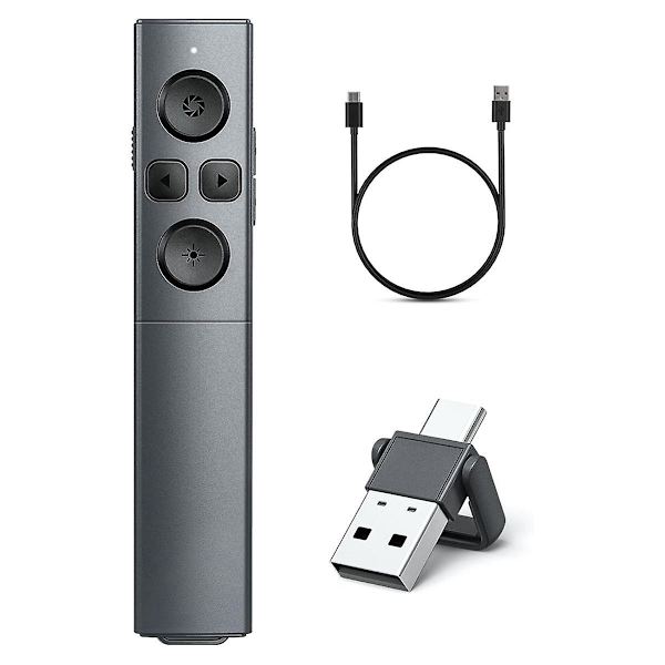 2-in-1 USB-C -esitysklikkeri, Ladattava Langaton Esityksen Kaukosäädin, Klikkeri PowerPointille