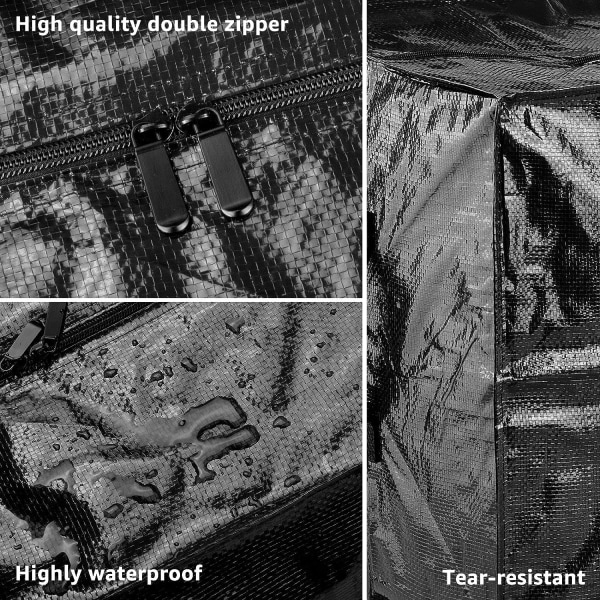 4-pakke 110L Flyttebokser Store og Sterke med Lokk, Heavy Duty Vanntette Oppbevaringsbokser for Flytting, Vaskesekker med Glidelås, Oppbevaringssekker