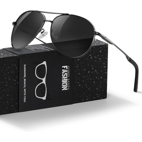 Pilot Solbriller Mænd Polariseret Solbriller Unisex UV400 Beskyttelse Sorte Solbriller Kørsel, Fiskeri, Løb Klassiske Ultra Let Nuancer Gray Frame