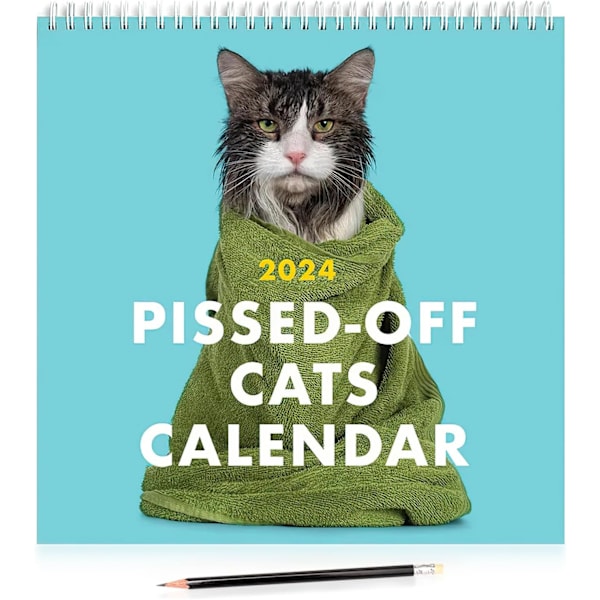 2024 Pissed-Off Cats Kalender Morsom Katt Veggkalender Katter Veggkalender 2024 Søte Månedlige Kalendere Kreativ Søt Kalender Katt Hengekalender for