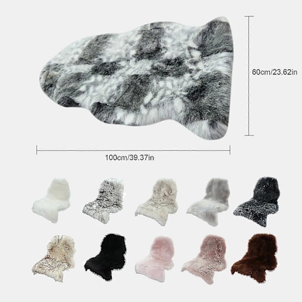 Klassisk Mjuk Fuskfårskinnsmatta Vit Fluffig Områdesmatta Ryamatta Mattor För Sovrum Vardagsrum White  Black