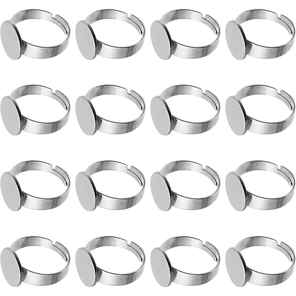 20 stk. ring blanks justerbare fingerringe runde rustfrit stål diy smykkefremstillingsmateriale