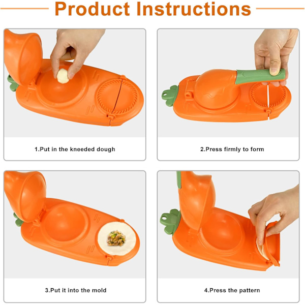 Dumpling Maskine 2 i 1 Manuel Nuddelpresse Maskine Dumpling Hud Maskine Dumpling Form (Orange)