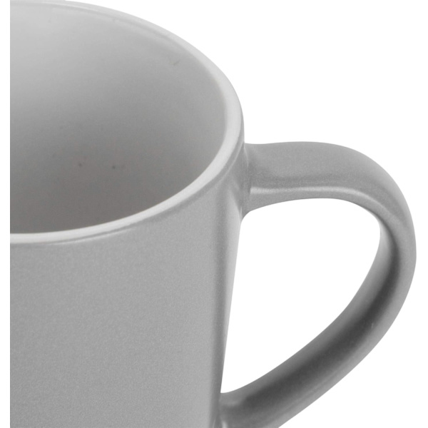 Bordservice 2x Grå 350ml Mattfarget Kaffe Kopper - Keramisk Steintøy Te Latte Cappuccino Kopper Sett med Håndtak