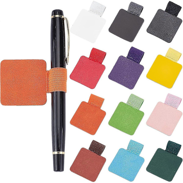DIY 24 stk. 12 farver selvklæbende penholder elastisk løkke imiteret læder blyant elastisk bånd løkke designet til notesbøger journaler