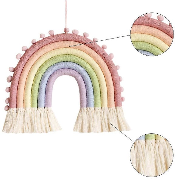 Regnbue Vægophæng, Regnbueindretning, Macrame Regnbue Vægophæng, Regnbue Baby Børneværelse Indretning, Værelsesvæg Indretning til Drenge style2605