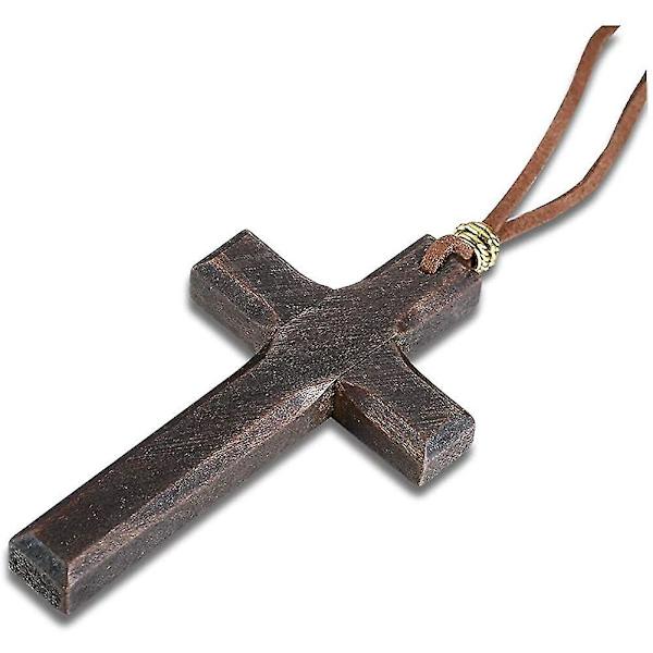 Vintage Yksinkertainen Käsityönä Tehty Puinen Ristiriipus Lahja Miehille Naisille