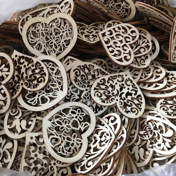 50 stk. Utskjæring Hul Hjerte Blomst Tre Maleri Scrapbooking Håndverk Håndlaget DI