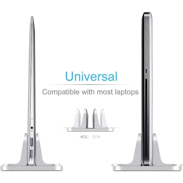 Kannettavan tietokoneen teline, pystysuora työpöydän pidike säädettävällä telakointikokolla, kannettavan tietokoneen pidike yhteensopiva kaikkien kannettavien tietokoneiden MacBook Surface -pelialustan kanssa (valkoinen)