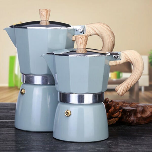 Espressokaffemaskine i italiensk stil i aluminium, perkolator, grydekedel med komfur - Green 150ML