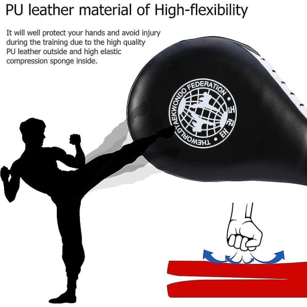 1 par Target Taekwondo Pad, Dobbel Padle Strike Racket For Tae Boxing Karate Trening - Svart