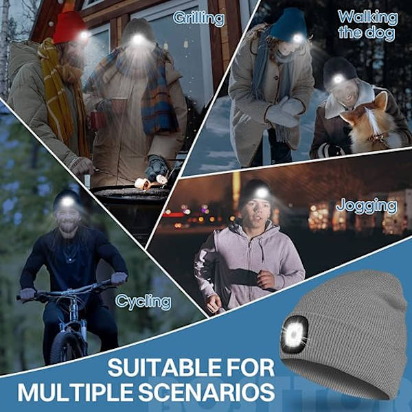 LED-belyst stickad vintermössa