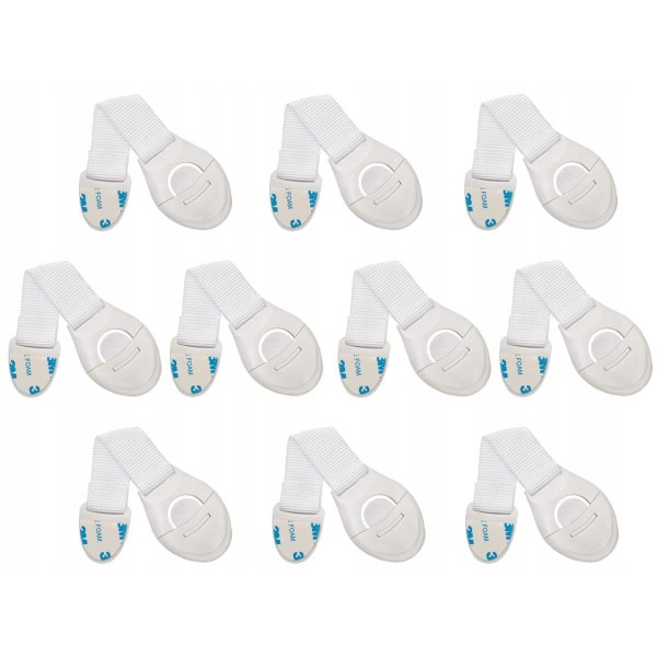 10x Skåplås / Låda lås / Barnsäkerhet vit