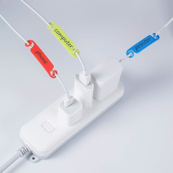 100 stk Kabelmerker Kabeladministrasjonsmerker Flerfargede Kabelmerker Ledningsidentifikasjonsmerker for USB Datamaskin Telefonlader, Tilfeldig farge