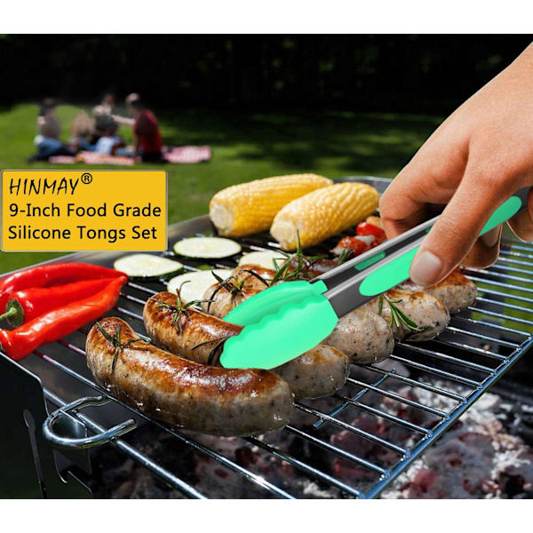 9-Tommer Rustfrit Stål Køkken Tænger med Silikon Spidser Køkken Mad Tænger til Servering, BBQ, Bagning, Sæt af 3
