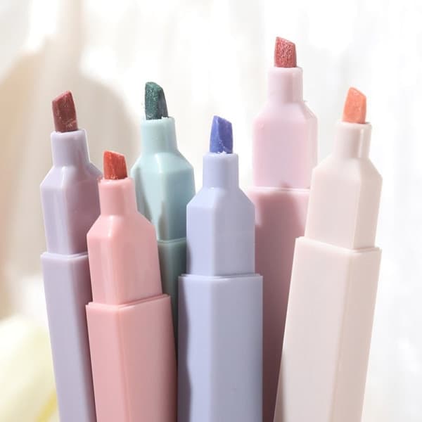 6 pastel farvemarkere