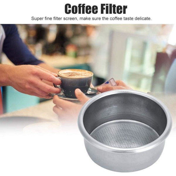 54 mm ruostumattomasta teräksestä valmistettu kahvinsuodatinkori, ei paineistettua yksiseinäistä suodatinta, joka sopii kahvinkeittimeen