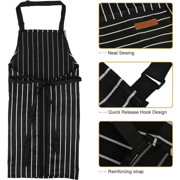 Förkläden för kvinnor med fickor Unisex Vuxna Matlagning Bakning Kök Kock Bomulls Förkläde Justerbar Bib