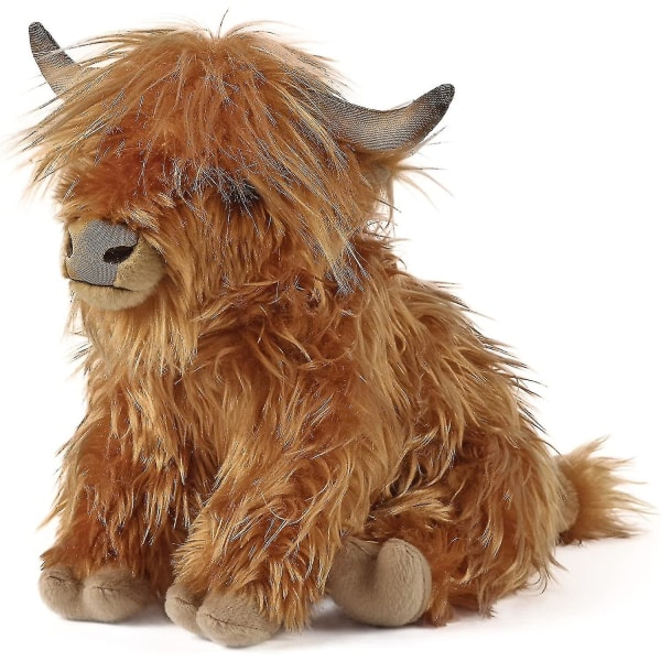 Brown Highland Cow, Realistic Soft Cuddly Farm Toy, Naturli Eco-friendly Plush, 10 Inches