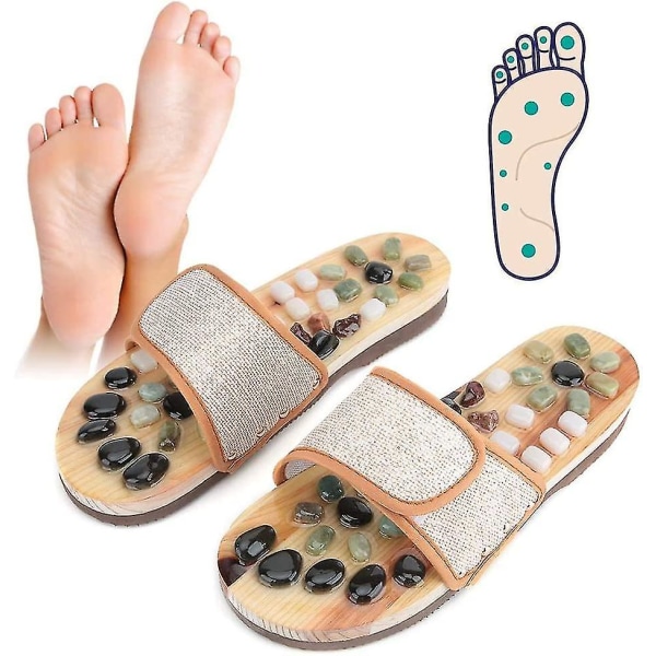 Akupressur Fodmassager, Refleksologi Massagesandaler Slides, Slipper Pebble Fodslippers 39