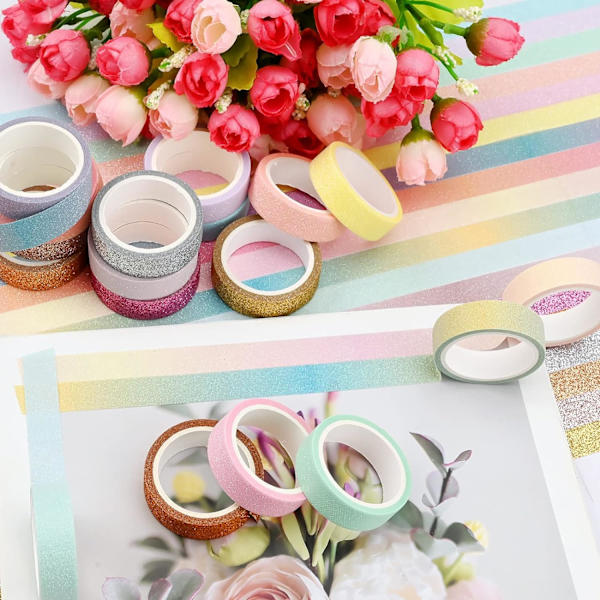 18 Rullaa Washi-Teippiä, 12mm Washi-Teippiä Koristeelliseen Teippiin, Japanilainen Washi-Teippi Scrapbookingiin, Päiväkirjaan, DIY-Töihin