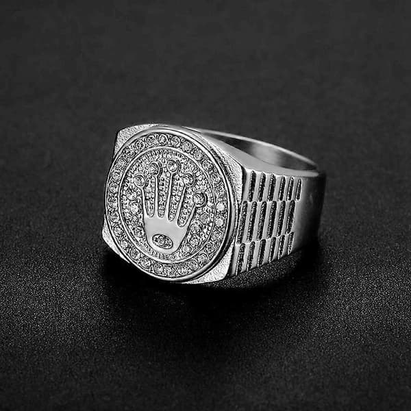 Ring til mænd Hip Hop Sølv Kongekrone Knust Hjerte Fingerring 7