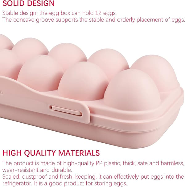Eggoppbevaringsboks, 2 eggbrett i plast med lokk, stablebar eggbeholder (12 celler)