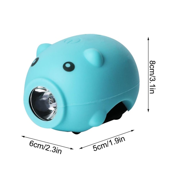 Cykellygte USB genopladelig børnelygte, cykelforlygte og baglygte med hornfunktion, USB genopladelig cykellygte, 120db højttaler, 3 lystilstande Sky Blue