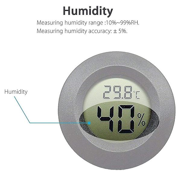 4,5 cm Mini LCD-skærm Rund Digital Termometer, Hygrometer Køleskab 2 stk.