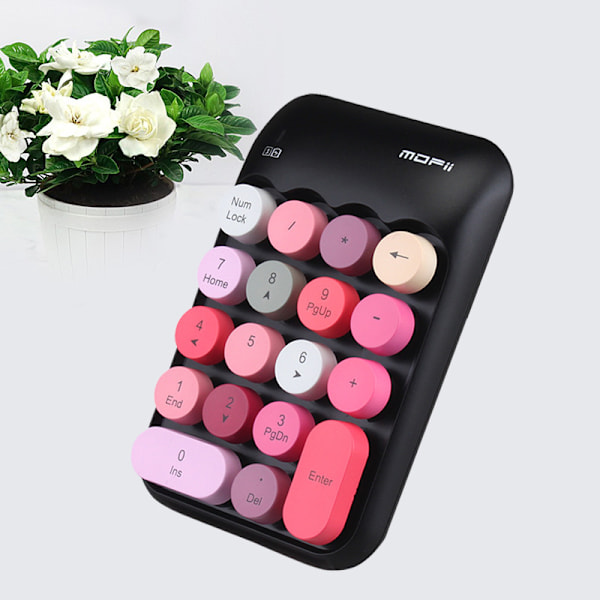 Trådlöst numeriskt tangentbord med 18 tangenter, 2,4 GHz USB, bärbart, färgglatt siffertangentbord för bärbar dator, stationär dator, Surface Pro, PC, anteckningsbok