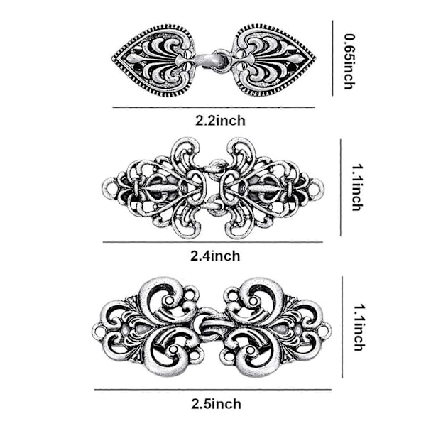 3 st Sjal Krage Clip Knappar Retro Design Tröja Kofta Clips Elektropläterade 3 Stilar Sjal Förslutningar Spännen Kläder DIY Tillbehör