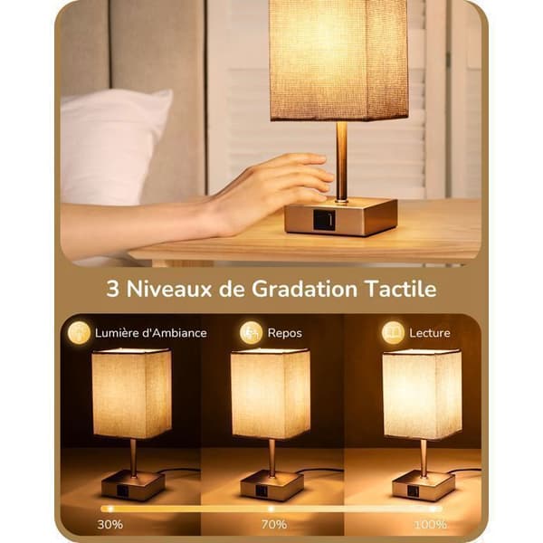 Bordlamper - KL-T090 - Touch - USB-A/USB-C - E27 LED inkluderet