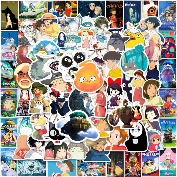 100 söpöä Kawaii Studio Anime-tarraa Klassiset japanilaiset elokuvatarrat Vedenpitävät vesipulloille Kannettava puhelin Lahjat lapsille Teini-ikäisille Aikuisille