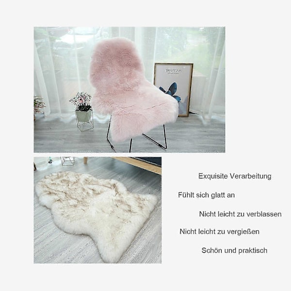 Klassisk Mjuk Fuskfårskinnsmatta Vit Fluffig Områdesmatta Ryamatta Mattor För Sovrum Vardagsrum Pink