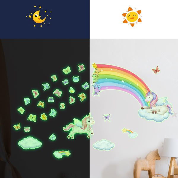 1st Rainbow Unicorn Wall Stickers Wall Stickers Butterflies Cloud