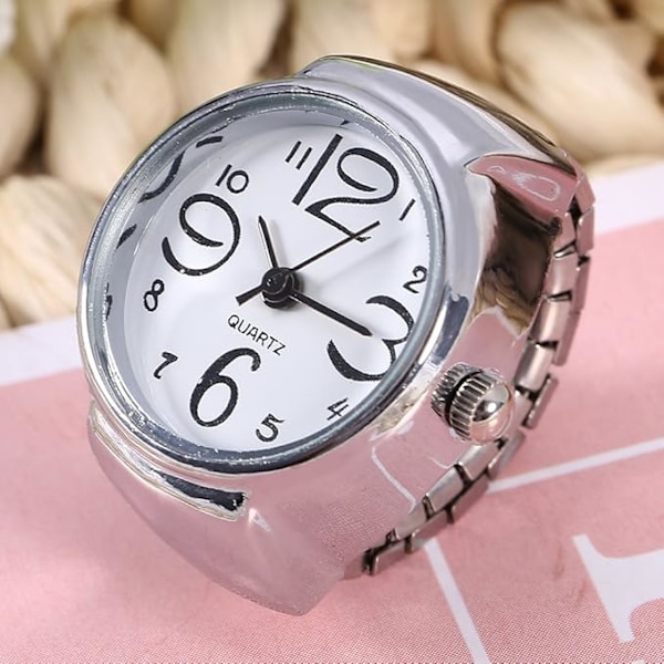 Ring Watch,  Finger Ring Watches Fashionable Women Men Quartz Analog Round Finger Ring Love Watch Finger Ring Watches for Men Women (Black)