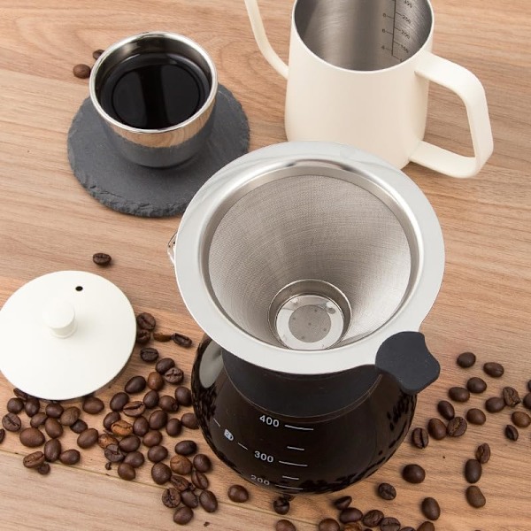 Inverteret Kop Kaffemaskine 400ml, Glas Kaffemaskine Manuel Dryp Kaffemaskine Manuel Dryp Kaffemaskine Manuel Dryp Kaffemaskine Rustfrit Stål Filter
