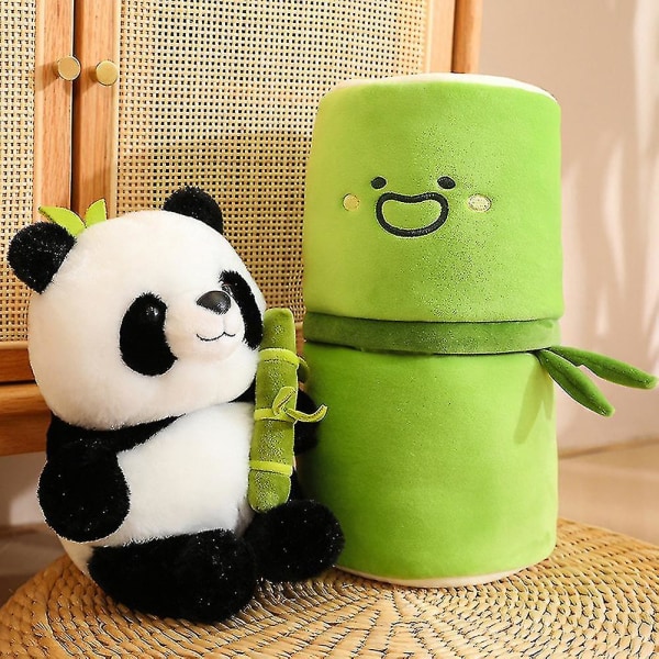 Simuloitu bambuputki Panda-nukke Mukava pehmuste Täytetty Tyyny Lapsille Pojille Tytöille Bamboo Tube Panda 30CM