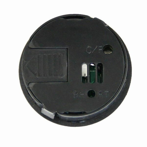 Mini 4,5 cm svart digital termometer hygrometer, LCD-display, inomhus utomhus bärbar rund