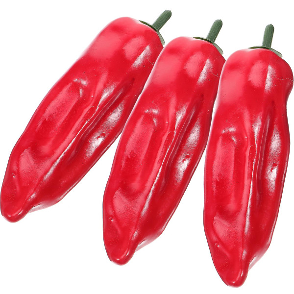 3stk Kunstige Peber Simulering Chili Peppers Falske Vegetabilske Model Foto Rekvisitter