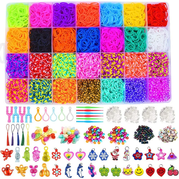 Fargerike gummibånd påfyllingssett, 10 000 gummibånd med 28 farger