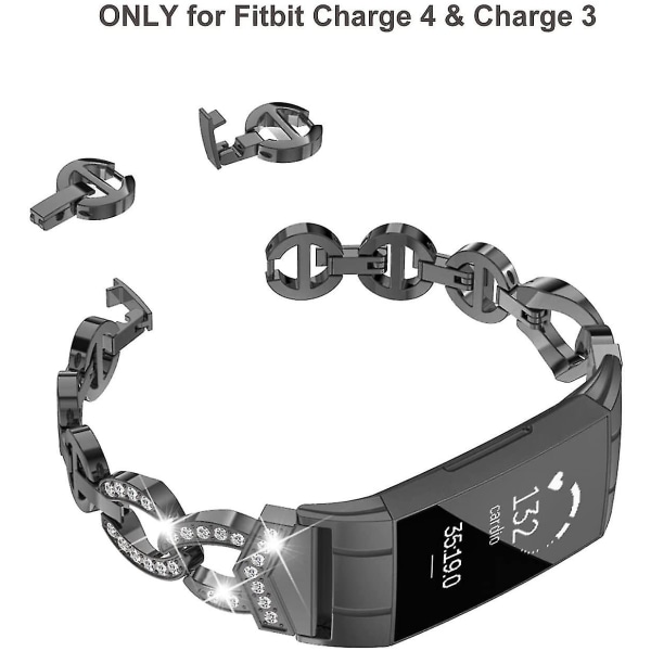 Kompatibel med Fitbit Charge 4 Bands/charge 3 Bands til kvinder Black