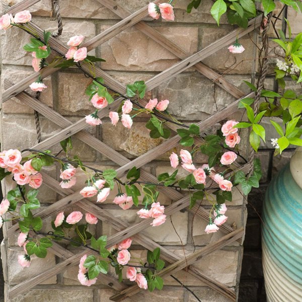2 stk 69 Hoder 5.7FT Kunstig Rose Vine Silke Kunstige Blomsterkrans Anlegg Floral Ivy Dekorasjoner For Hjem Bryllup Arrangement Fest Hage Dekor Rosa